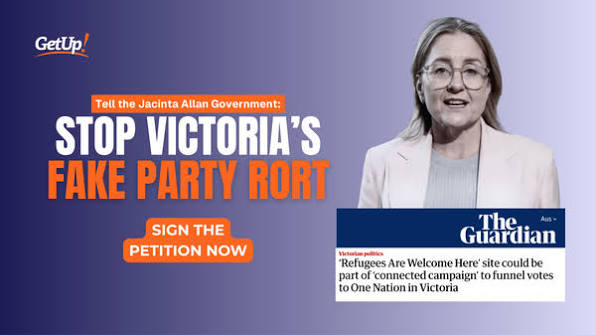 Email Jacinta Allan to stop Victoria's fake party scams decieving voters